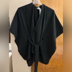 Liz Claiborne Black Wrap Belted Poncho